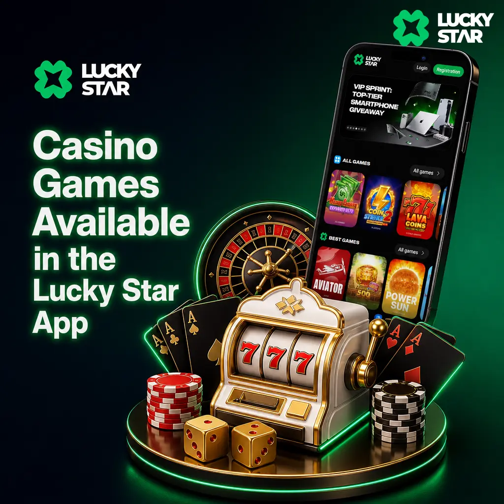 Lucky Star app casino lobby showing slots, live dealer games, and crash games like Aviator and Crazy Time