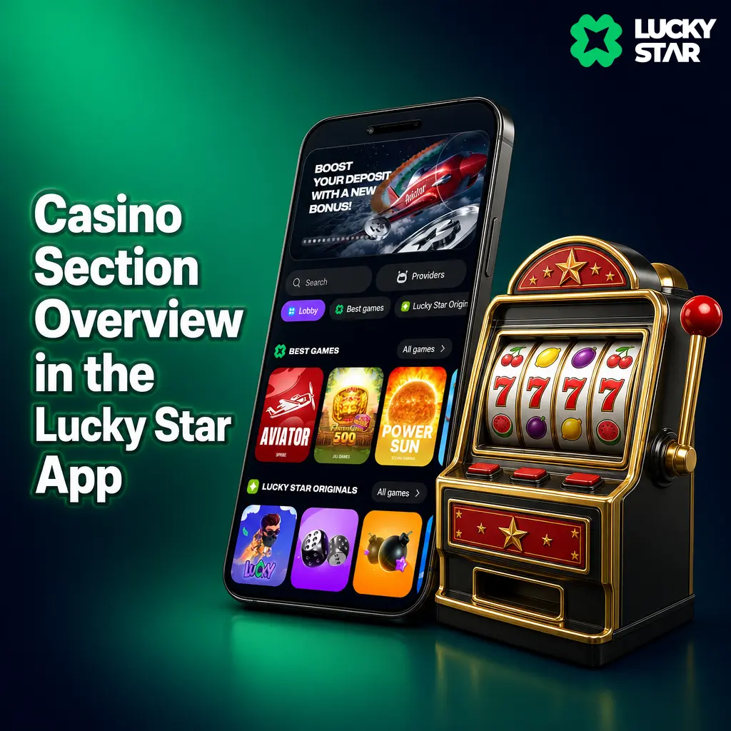 Lucky Star App casino lobby showing slots, crash games, live dealer tables, and table games categories
