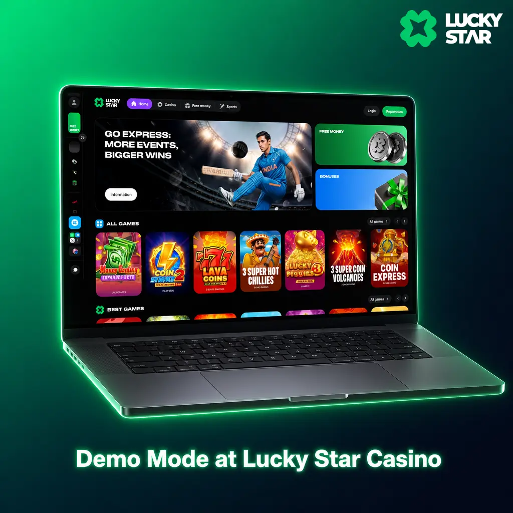 Demo mode at Lucky Star Casino: play slots and fast games free with virtual credits, no signup required