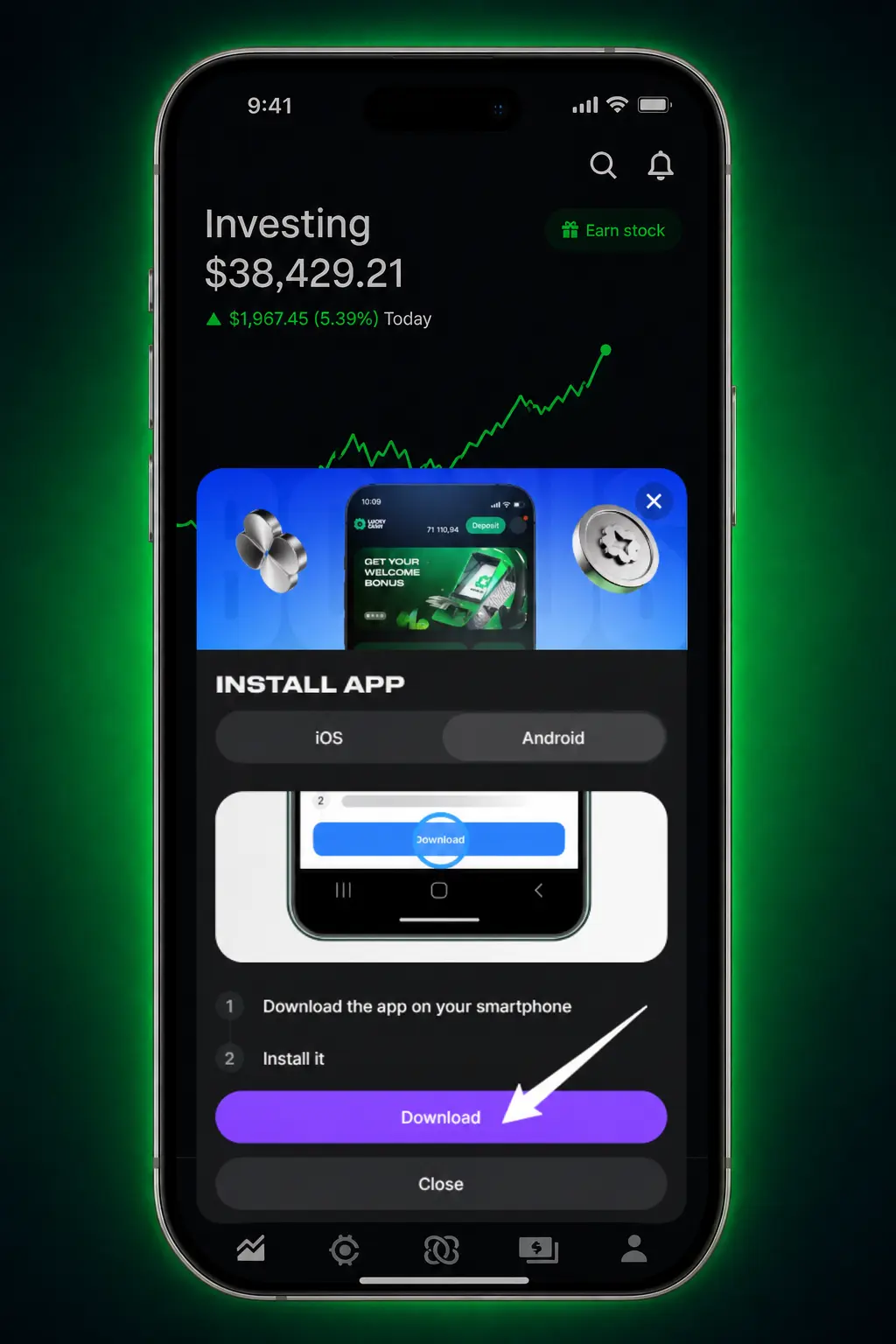 Step-by-step guide showing how to download and install Lucky Star APK on Android in 3 simple steps