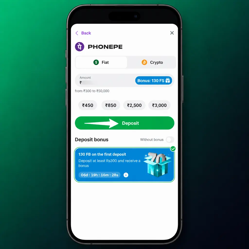 Step-by-step guide showing how to deposit funds at Lucky Star using UPI, PhonePe, Paytm, or crypto wallet