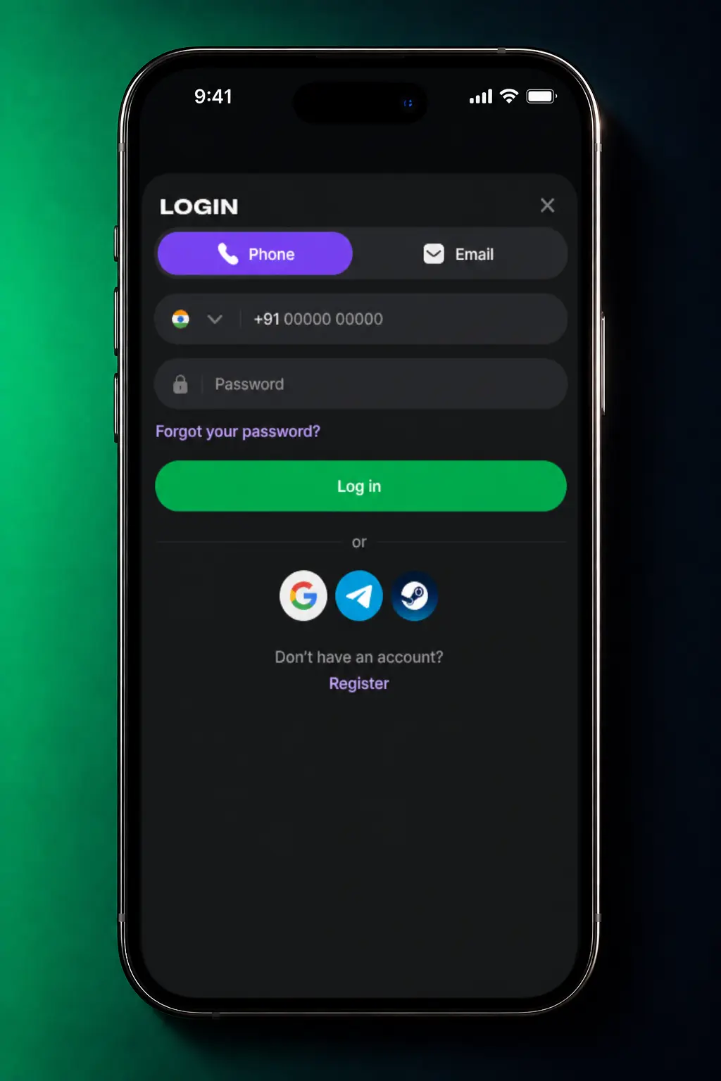Step-by-step screenshot showing how to log into the Lucky Star app using mobile number, password, and OTP verification.