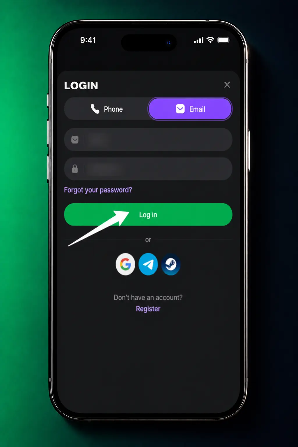 Step-by-step screenshot showing how to log into your account via the Lucky Star App using mobile number and OTP.