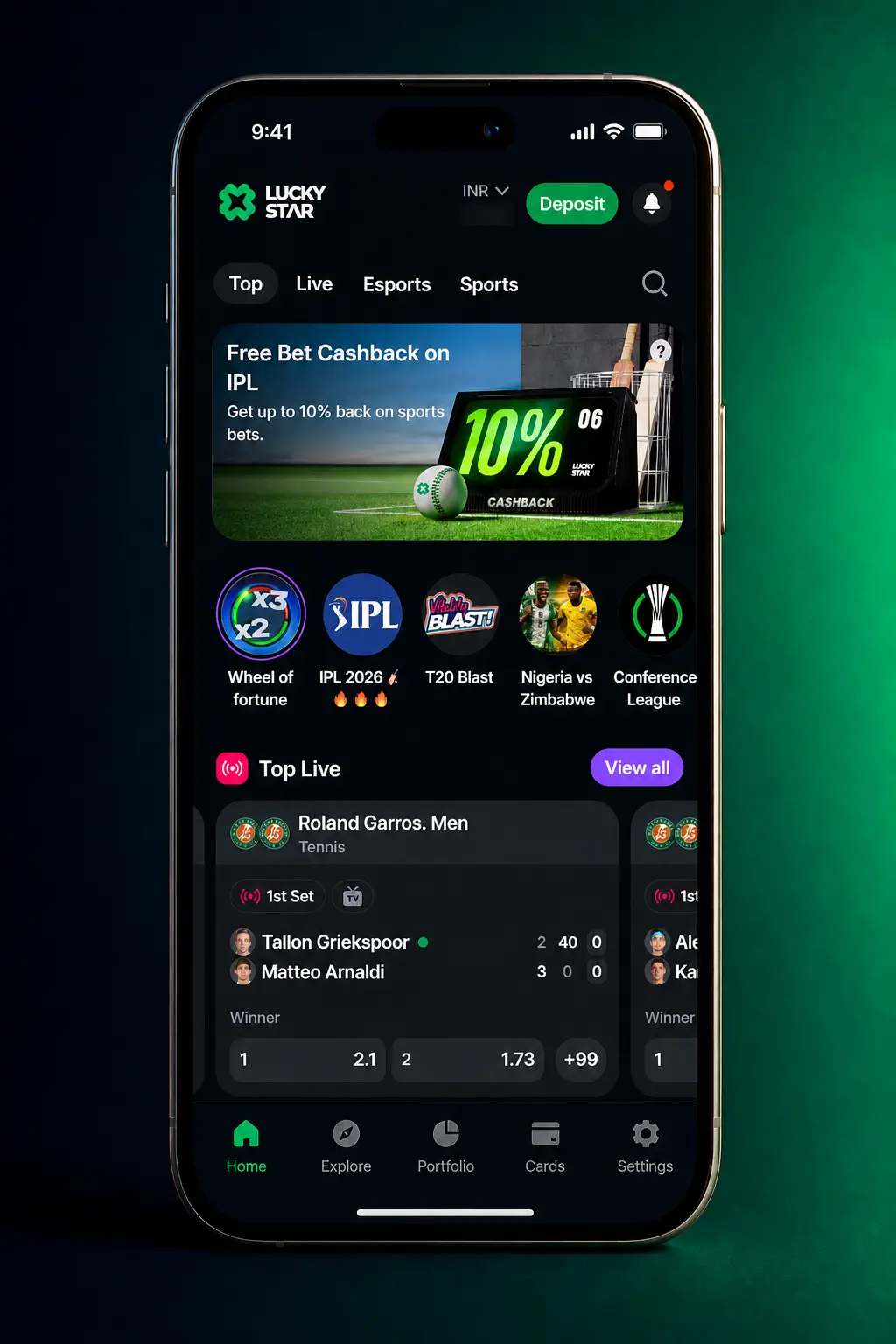 Step-by-step screenshot showing how to place a bet on the Lucky Star app, from sport selection to confirming the bet slip.