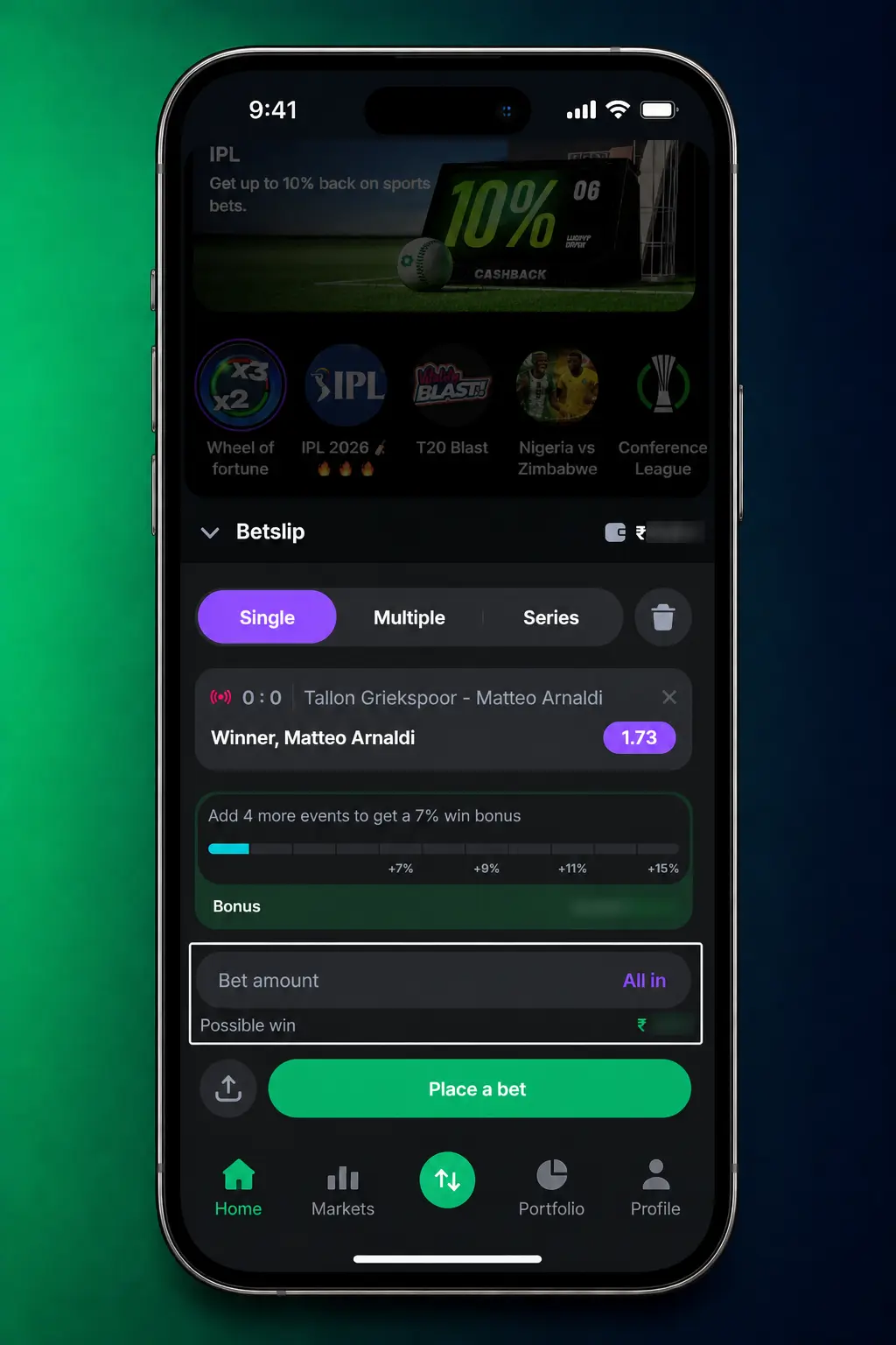Step-by-step guide to registering and placing a CS2 bet on Lucky Star, showing esports market selection.