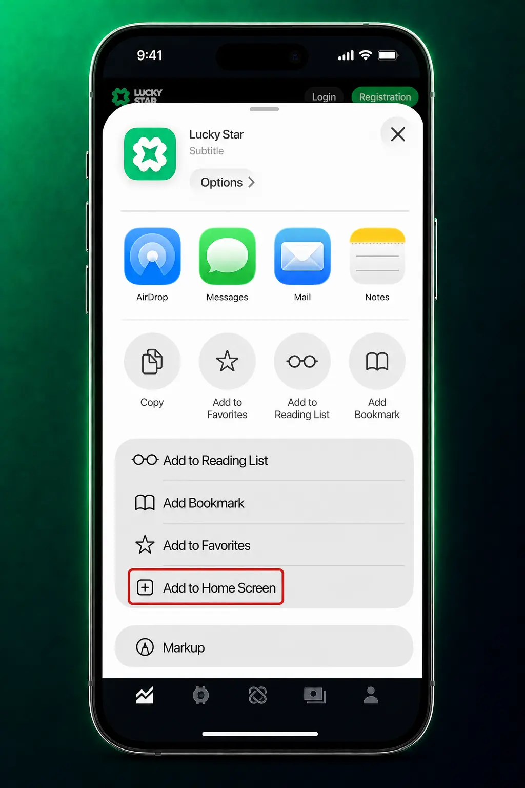 Steps to install Lucky Star Aviator on iOS via Safari's Add to Home Screen option