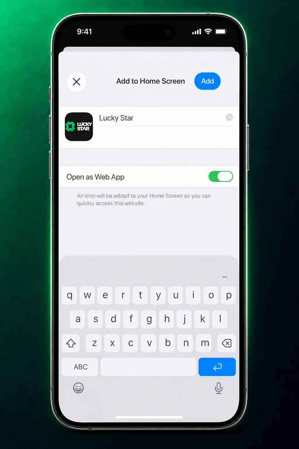 Steps to install Lucky Star Aviator on iOS via Safari: add to home screen from the share menu and sign in.