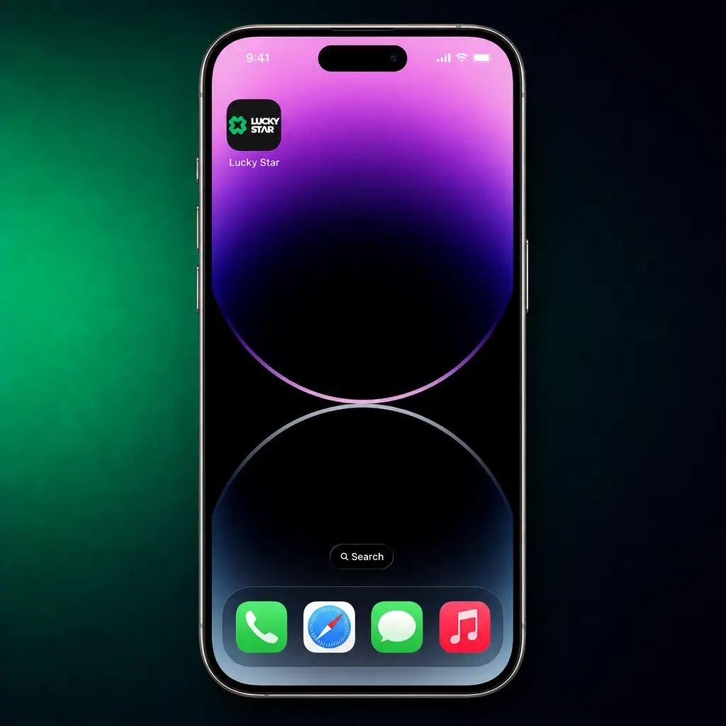 Step-by-step guide showing how to install the Lucky Star App on iOS using Safari's Add to Home Screen feature.
