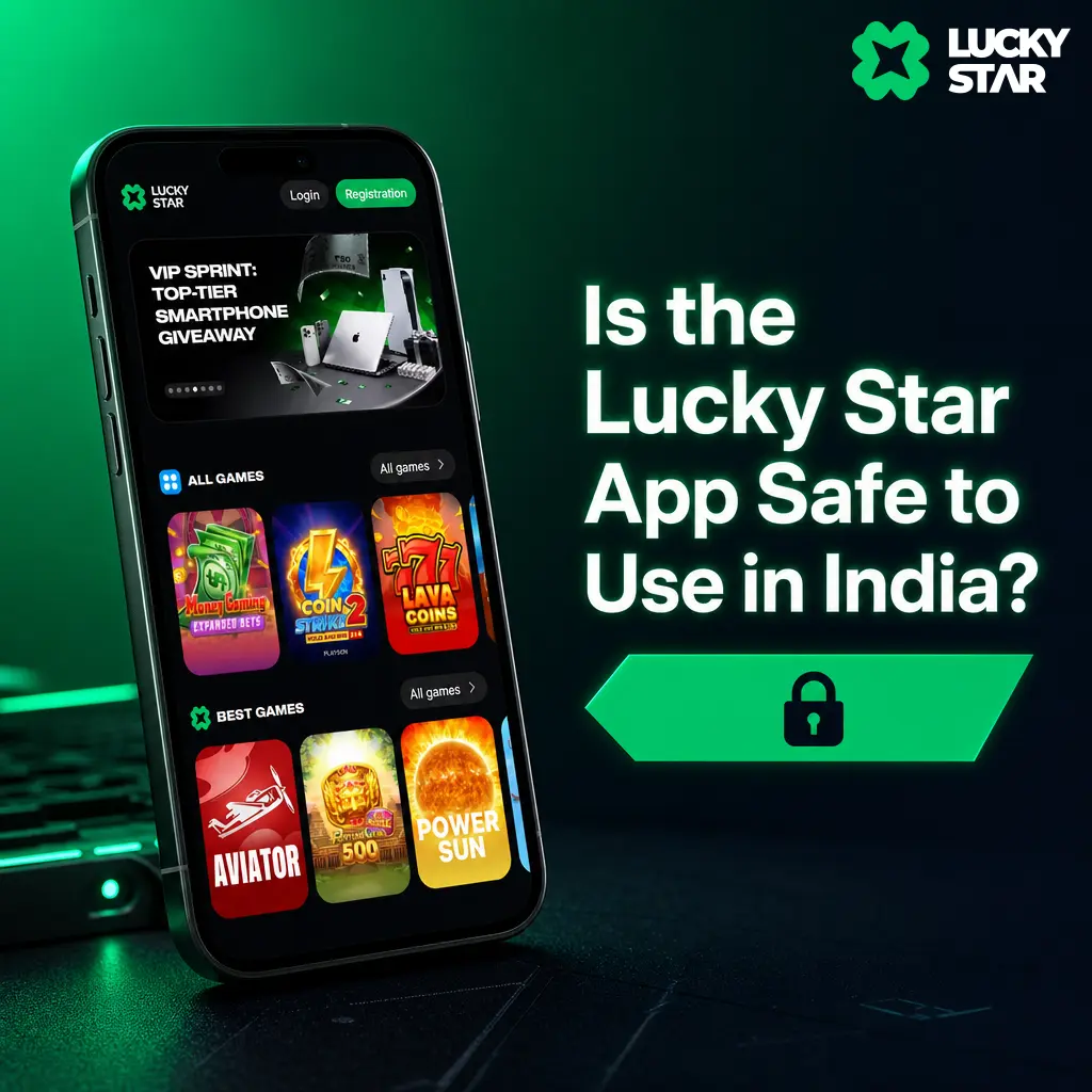 Lucky Star App security in India showing SSL encryption and safe login protection