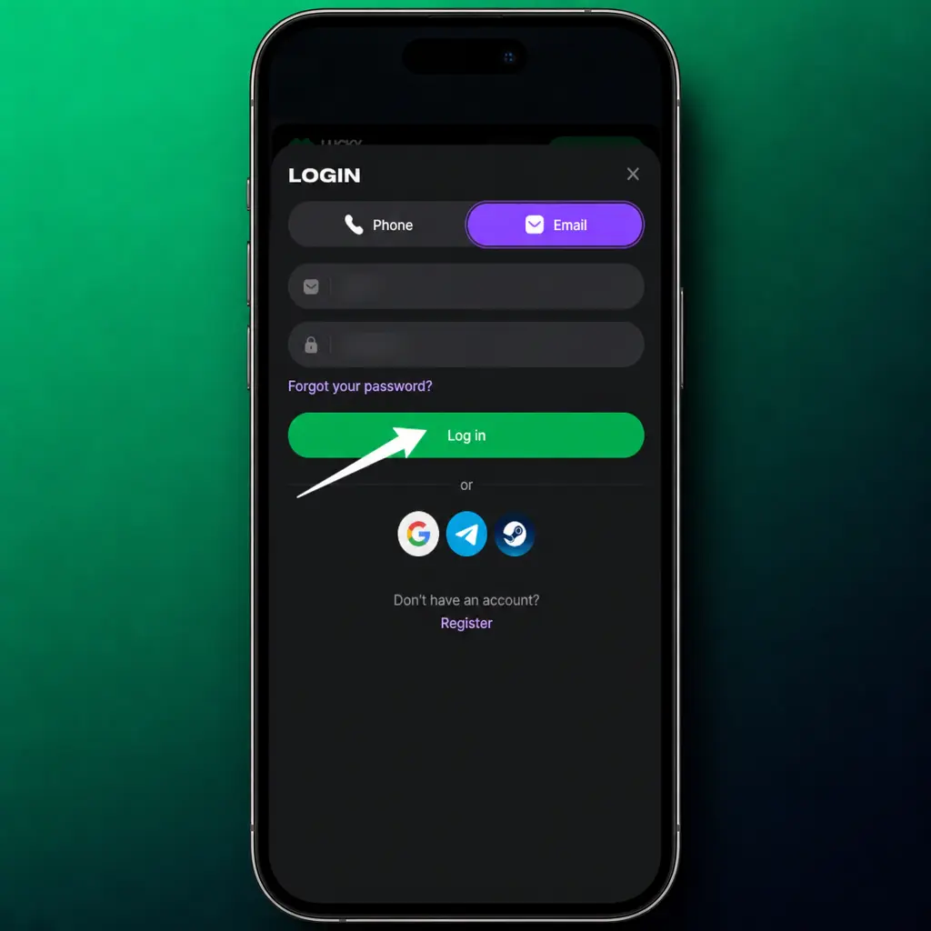 Step-by-step login screen for Lucky Star account showing mobile number, password, and OTP verification fields