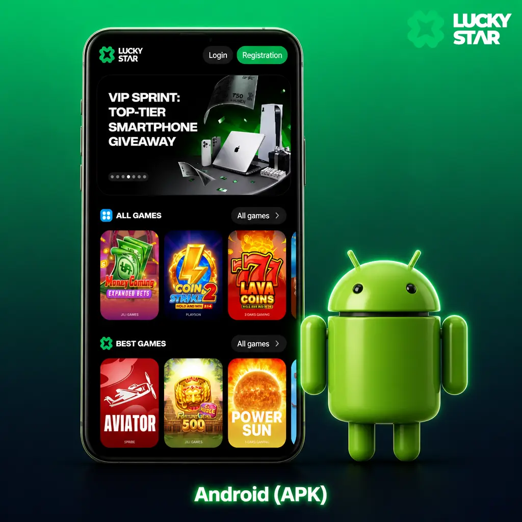 Lucky Star Android APK download icon, a verified gambling app bypassing Google Play restrictions in India