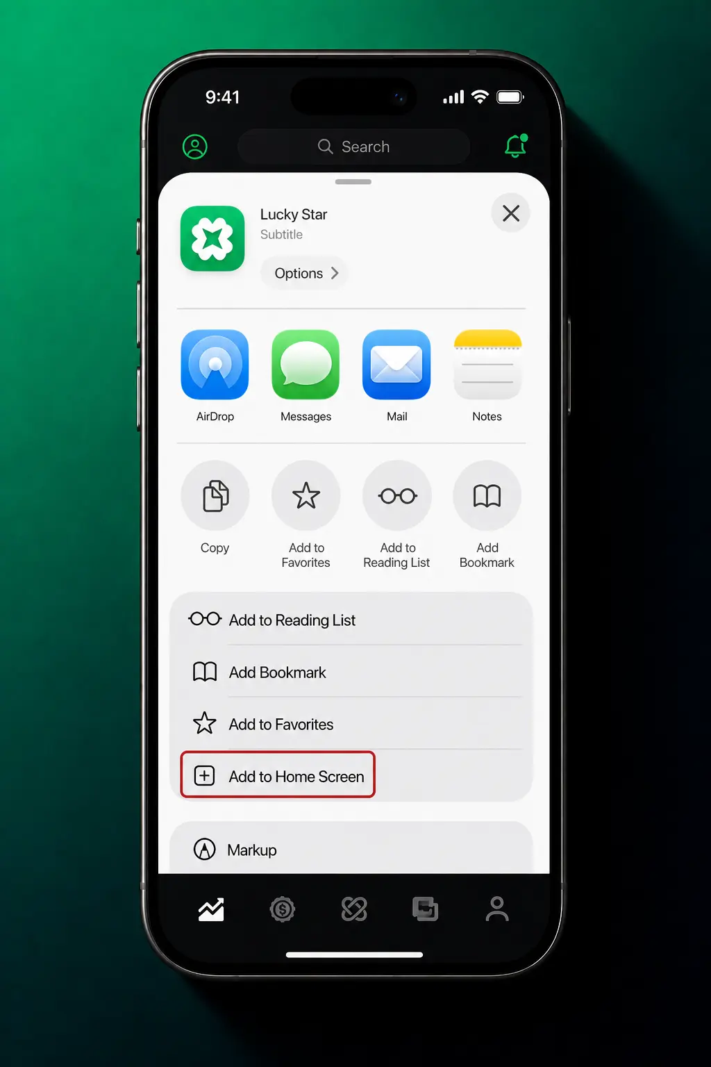Steps to install Lucky Star PWA on iPhone Home Screen via Safari without using App Store storage