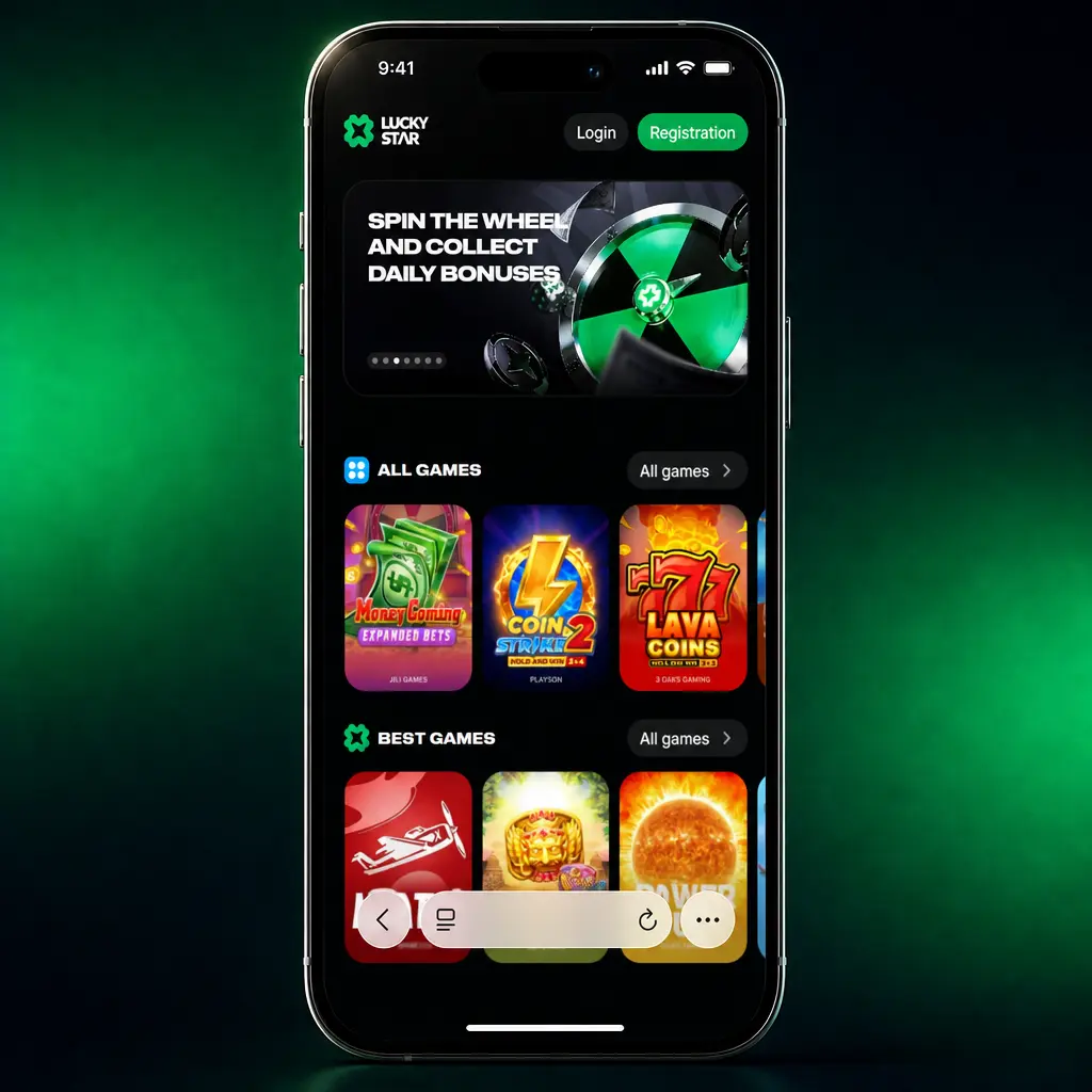 Lucky Star app installation steps for iOS via Safari, showing how to add the PWA to your iPhone home screen.
