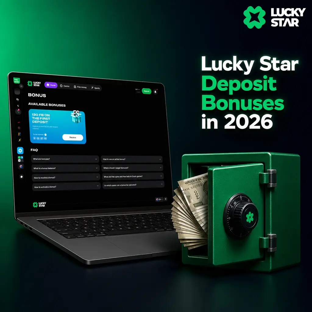 Lucky Star 2026 deposit bonuses: 100% match up to ₹100,000, free spins, reload offers, and cashback on casino deposits