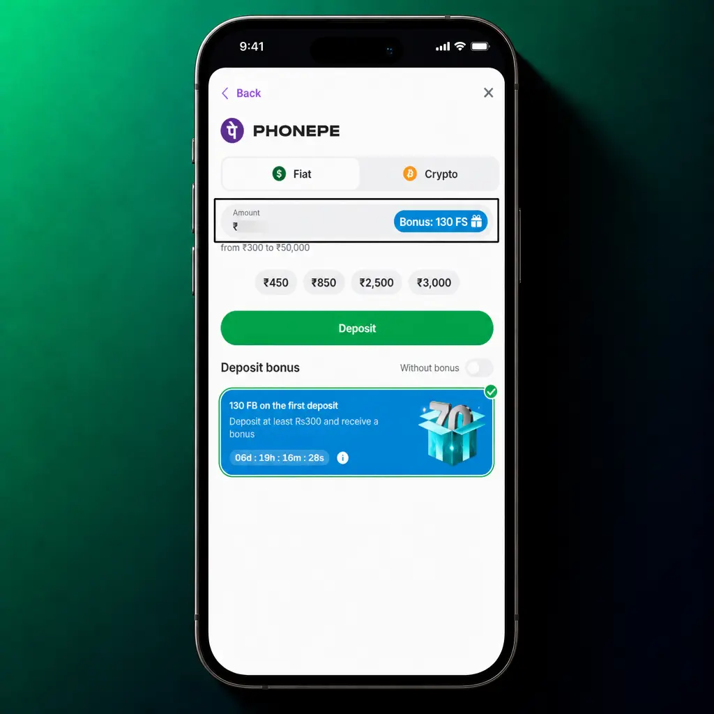 Lucky Star app wallet screen showing deposit options like UPI, PhonePe, Paytm, and crypto for quick fund transfer.