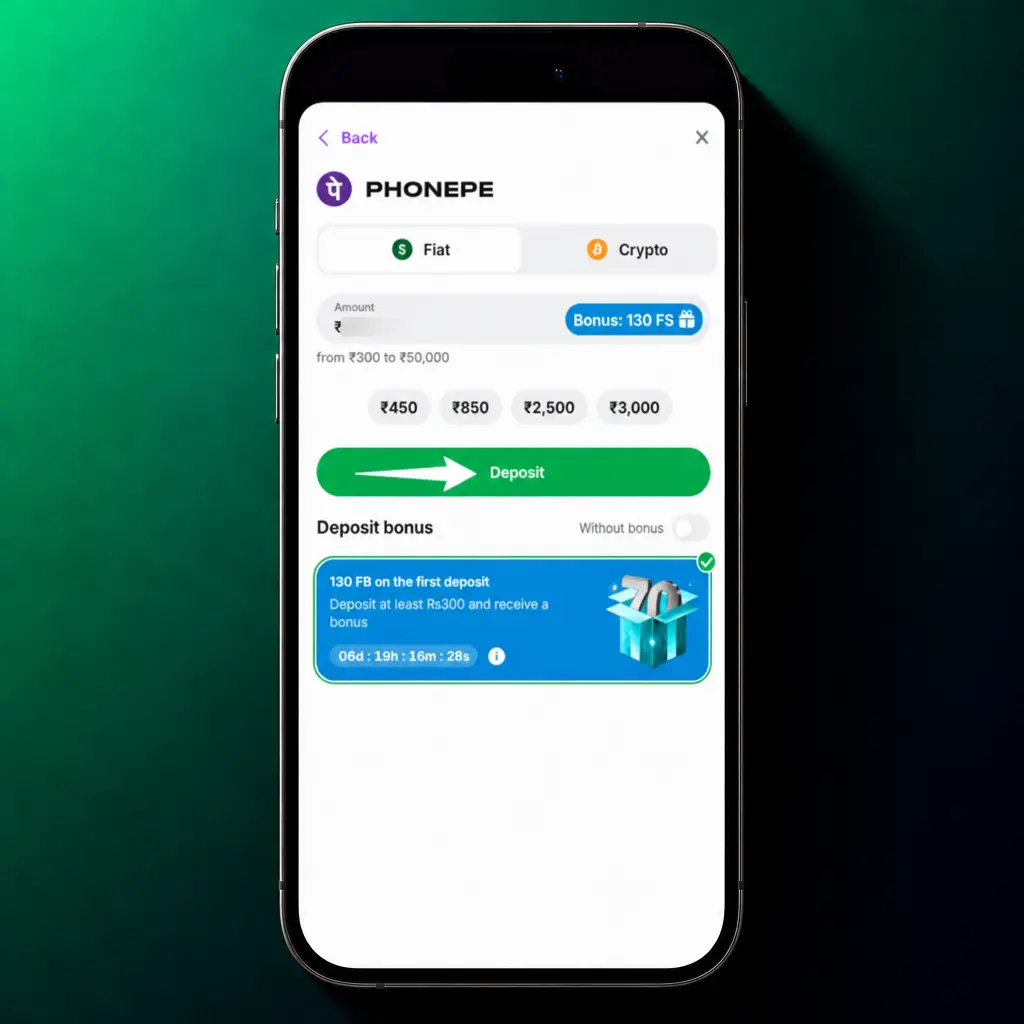 Lucky Star app wallet screen showing deposit options like UPI, PhonePe, Paytm, and crypto for quick fund transfer.