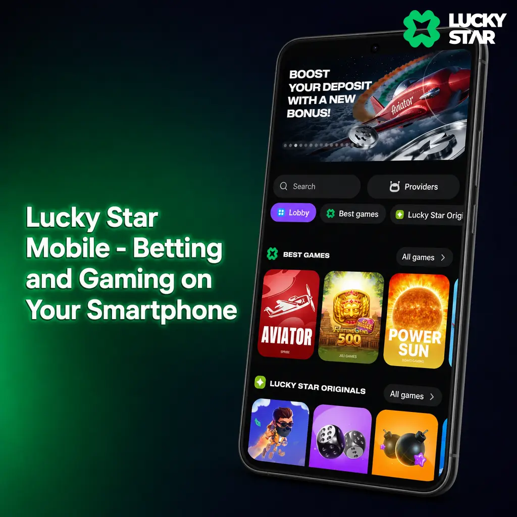 Lucky Star mobile app interface for betting and slots on Android and iOS smartphones in India