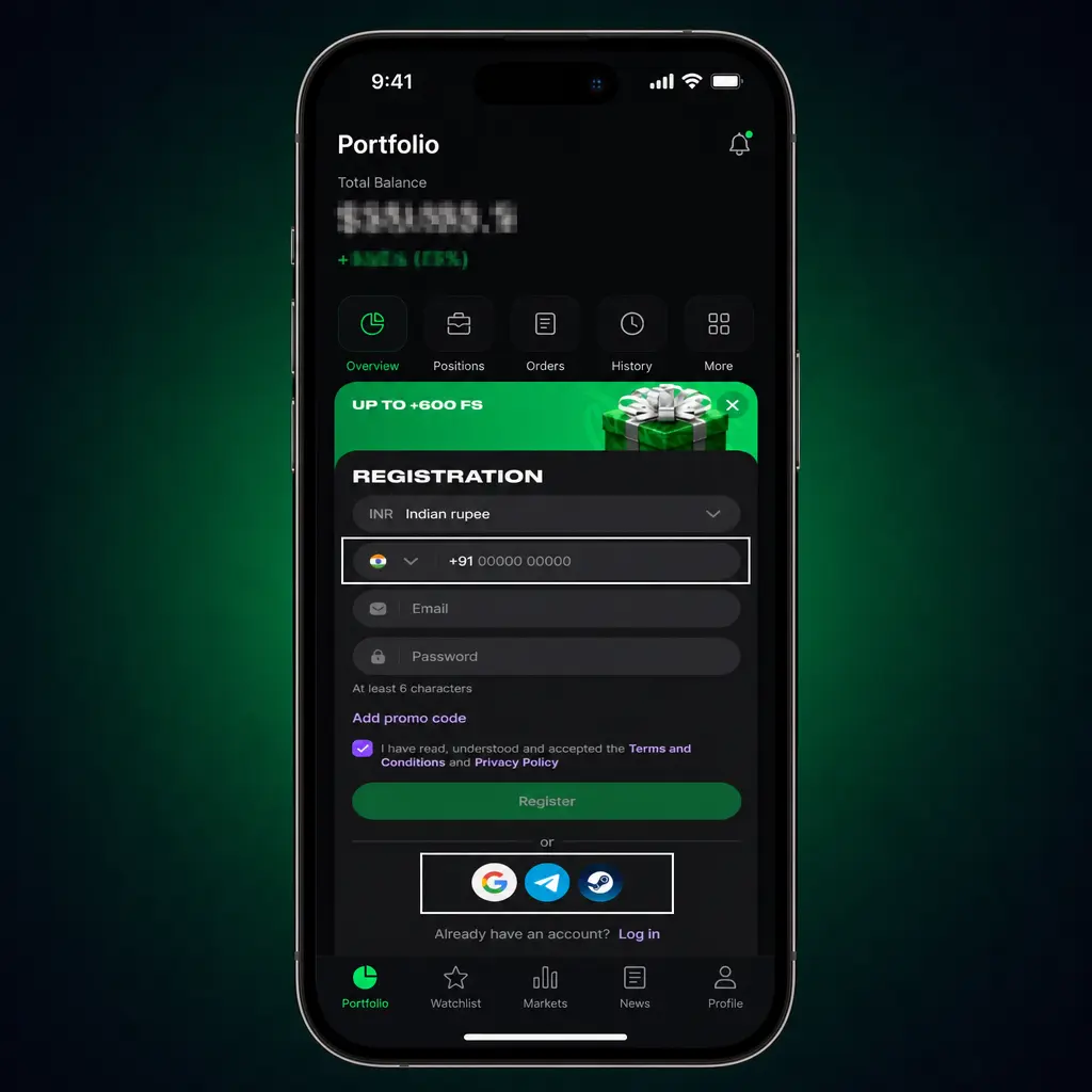 Step-by-step registration guide on Lucky Star showing sign-up form, mobile verification, OTP, and INR currency selection.
