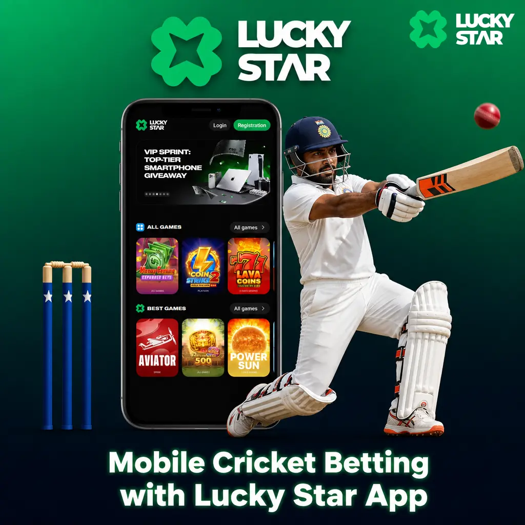 Lucky Star app for mobile cricket betting in India with live odds, UPI deposits, and fast Android or iOS installation.