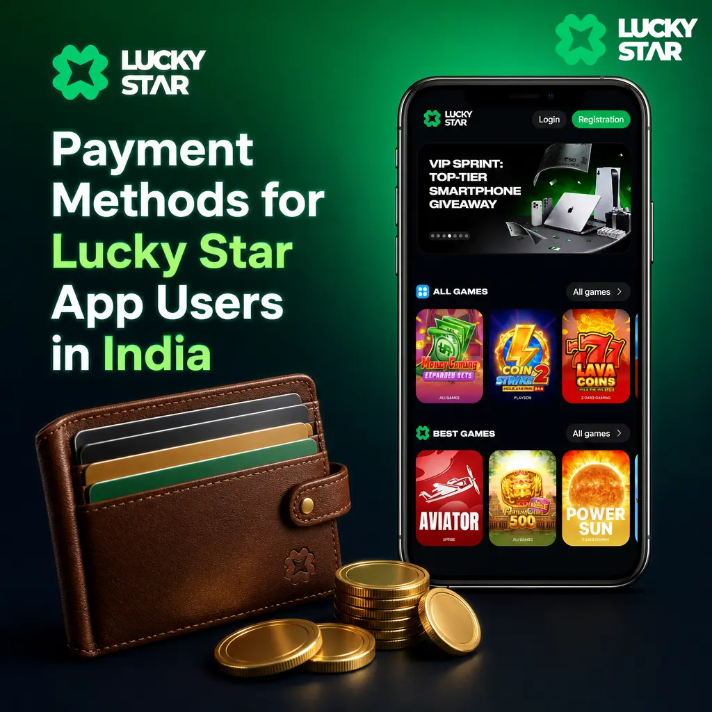 Payment methods for Lucky Star app users in India: UPI, Paytm Wallet, Net Banking, IMPS, and USDT TRC20