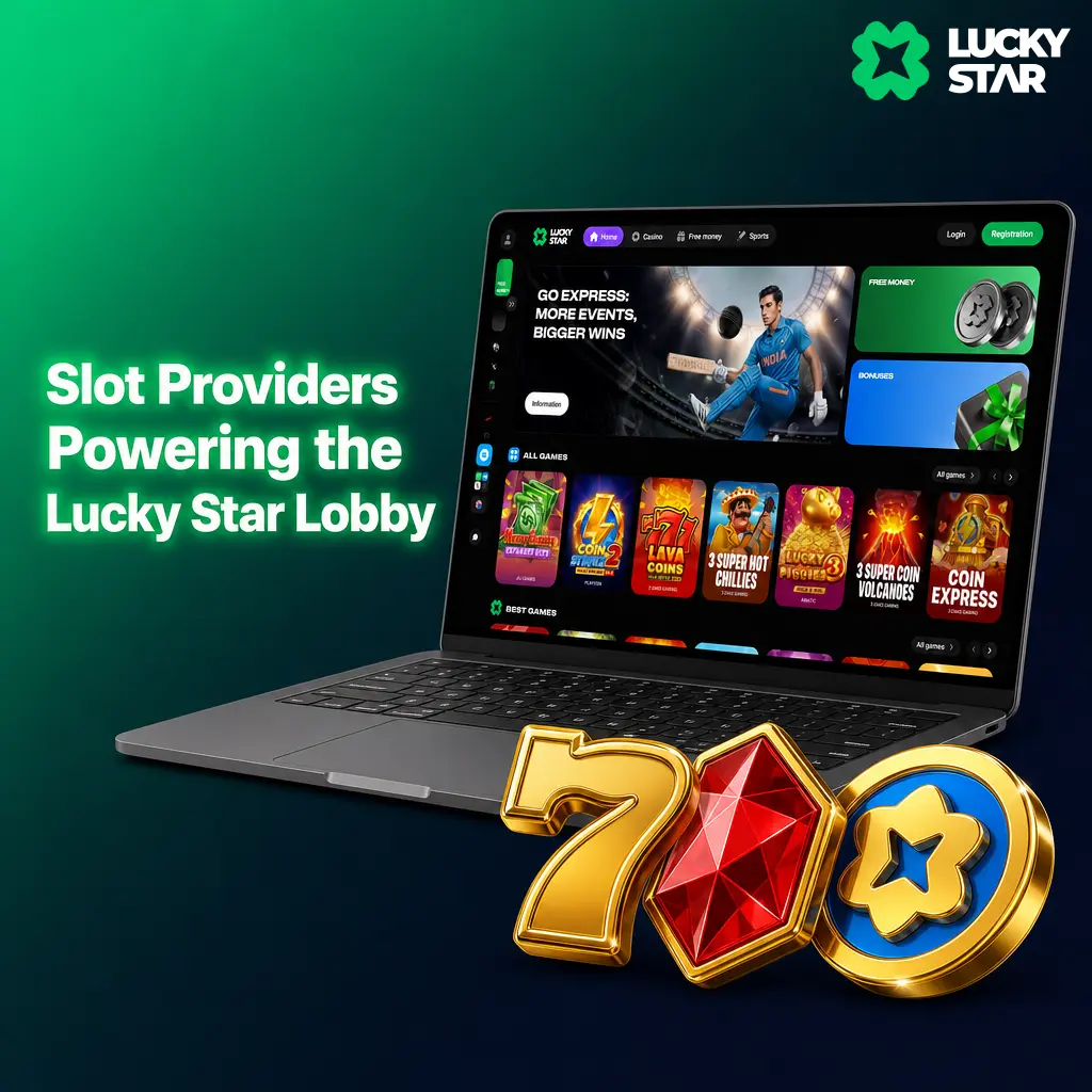 Slot providers powering Lucky Star lobby, featuring Pragmatic Play, NetEnt, Evolution, Spribe, and other licensed game studios