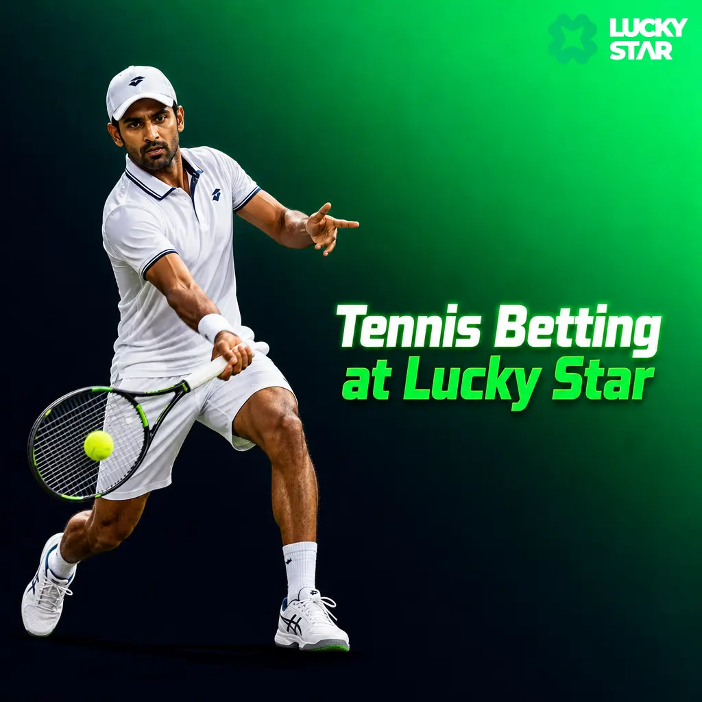 Tennis betting at Lucky Star: Grand Slams, ATP, WTA tours with live odds updating after every point and game.